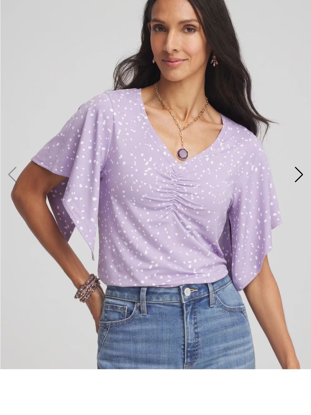 NWT Chico's Touch of Cool™ Handkerchief-Sleeve V-Neck Tee Large